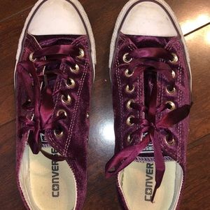 Velvet Converse with Ribbon Laces